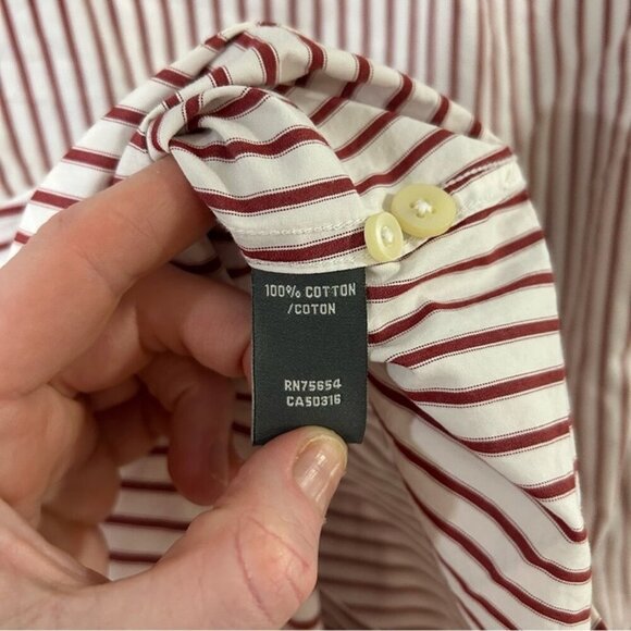 Abercrombie & Fitch Red White Striped Casual Button Down Shirt Men’s Size Large - Picture 5 of 6